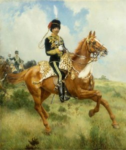 Portrait of Colonel A.G. Lucas, of the Suffolk Yeomanry, on Horseback by James Prinsep Beadle