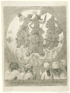 Caricature of the French Invasion, 1795 (French Invasion upon Dutch Bottoms. Ombres Chinoises / Terror the Order of the Day) by James Sayers