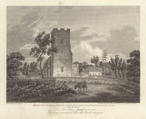 Robert Bloomfield, poet: Honington Church, and the Cottage in which Robert Bloomfield was born by James Storer