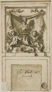 Design for the Overmantel of a Chimneypiece with Bust of Numa Pompilius by James Thornhill