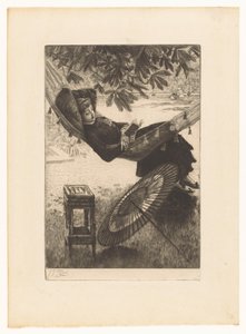 Young Woman Reading in a Hammock