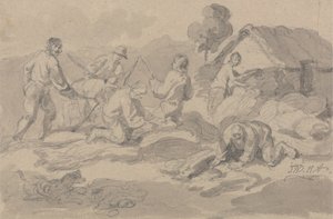 Farm Workers Flailing Corn by James Ward
