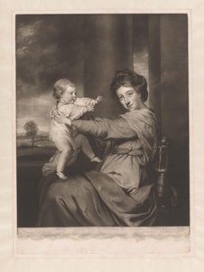 Portrait of Caroline Spencer with Her Daughter Caroline by James Watson (prentmaker)
