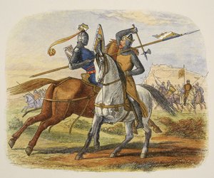 Sir Robert Bruce Kills Sir Henry Bohun, from A Chronicle of England BC 55 to AD 1485, pub. London, 1863