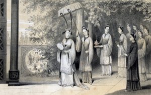 The empress and her attendants proceeding to the temple from the mulberry grove by James William Giles