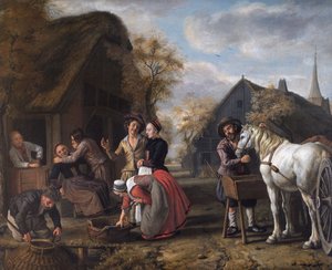 A Village Scene by Jan (1620 76) Victors