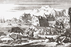 1692 Earthquake at Port Royal, Jamaica by Jan (after) Luyken