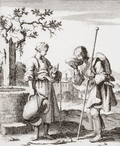 A Woman Gives a Pilgrim a Drink of Water by Jan (after) Luyken