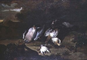 Still life of dead game by Jan (circle of) Fyt
