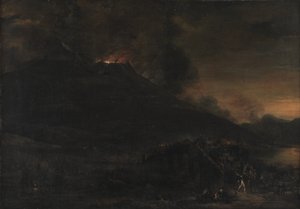 Vesuvius Erupting at Nightfall
