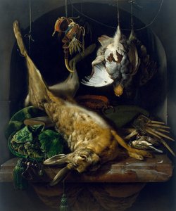 Still Life with a Dead Hare, Partridges and Other Birds in a Niche