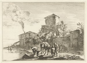 Men and a Mule Near the Via Appia by Jan Both
