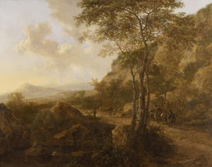 Mountain Landscape with Muleteers on a Track