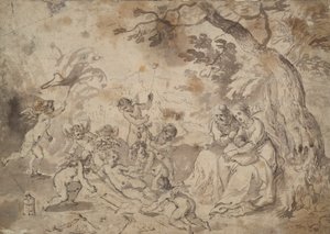 The Virgin Mary and St. Joseph and the Christ Child, St. John, and Angels Playing with the Instruments of Passion by Jan Brueghel the Elder