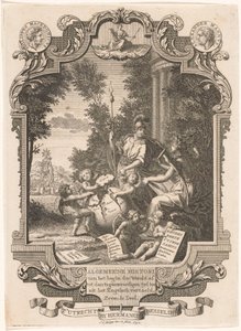 Cartouche with Allegory on the History of Greece (Title Page for: Kornelis Westerbaen, General History, 1742)