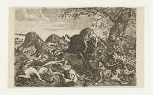 Hunting Dogs Chasing a Wild Boar by Jan Cassiers