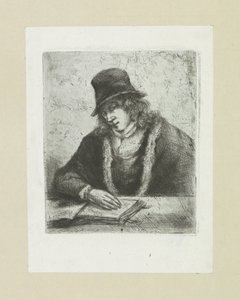 Reading Man with Hat (The Compleat Work of Etchings by John Chalon) by Jan Chalon