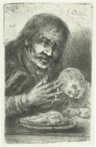 Man and Child at the Dining Table by Jan Chalon