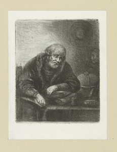 Old man at his desk by Jan Chalon