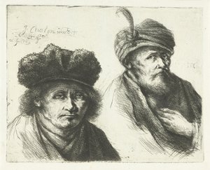 Two Men, with Hat and Turban by Jan Chalon