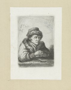 Adult Man at a Table, in Fur Coat (The Compleat Work of Etchings by John Chalon) by Jan Chalon