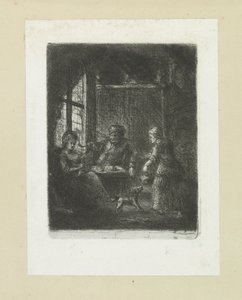 Living room with couple by Jan Chalon