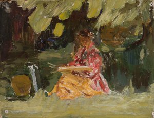 Painter Katarzyna Wachter at Work by Jan Ciągliński