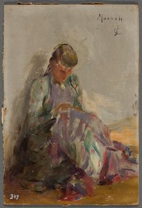 Sewing Girl - Tatar Girl. From a Journey to Crimea by Jan Ciągliński