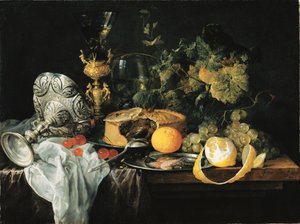 Sumptuous Still Life with Fruits, Pie and Goblets, 1651