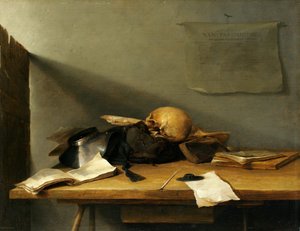 Still Life with Books and Skull