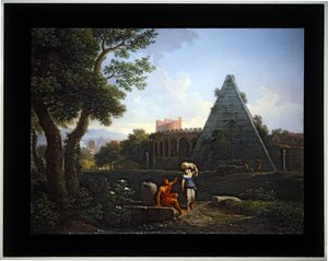 Set of Four Capriccio; (3) Pyramid of Cestius by Jan Frans van (1662 1749) Bloemen