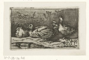 Four Ducks by the Waterside by Jan Gerard Smits