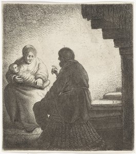 Family Sitting by a Spiral Staircase by Jan Gillisz. van Vliet