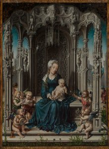 Enthroned Mary with Child and Music-Making Angels