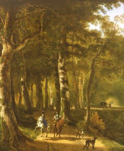 Travellers on a Path in a Wooded Landscape by Jan Hackaert