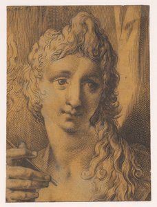 Head of a Youth or Young Woman Holding a Burin (?) by Jan Harmensz. Muller