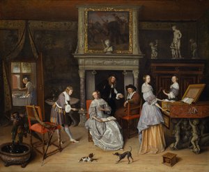 Fantasy Interior with Jan Steen and the Family of Gerrit Schouten by Jan Havicksz. Steen