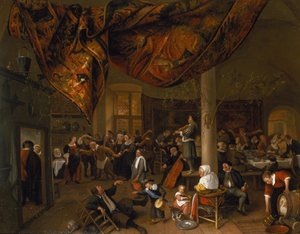 A Village Wedding Feast with Revellers and a Dancing Party