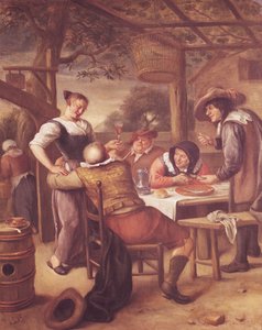 Joyful Company under a Crib by Jan Havickszoon Steen
