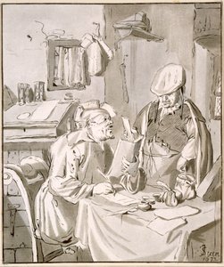 Two Men Discussing Money in an Office, 1672, copied by Cornelis Ploos van Amstel or Christian Josi by Jan Havickszoon Steen