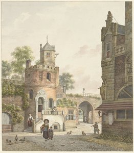 City Wall with a Tower and a Gate, Seen from Inside by Jan Hendrik Verheijen
