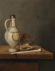 Still Life with Stoneware Jug and Pipe, mid 1650s