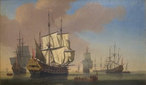 English Warships in a Roadstead in Calm Weather