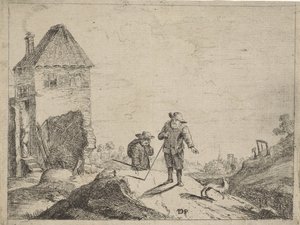 Two Farmers with a Dog on a Country Road by Jan Lauwryn Krafft (I) (possibly)