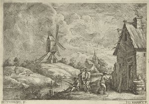 Landscape with Inn and Mill by Jan Lauwryn Krafft (I)