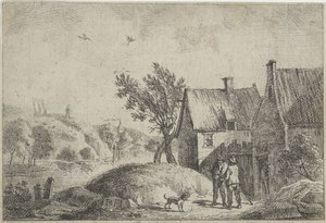 Two Men with a Dog in a Landscape by Jan Lauwryn Krafft (I)