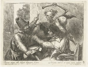 Quarreling Card Players and Death by Jan Lievens