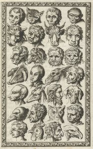 28 Heads of Humans and Animals by Jan Luyken