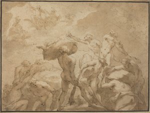 Battle of the Gods and Giants from Mount Olympus and Mount Othrys