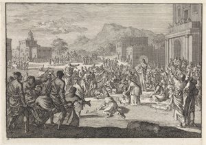 Christ Speaking to a Crowd in a Square by Jan Luyken